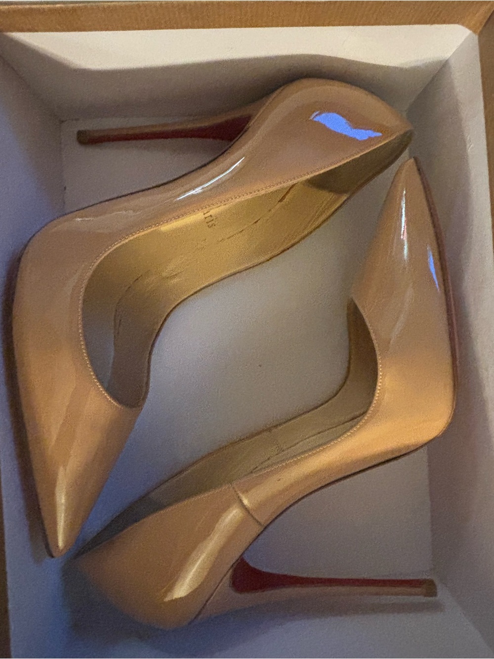 Christian Louboutin Nude Patent Leather Pointed-Toe Stilettos